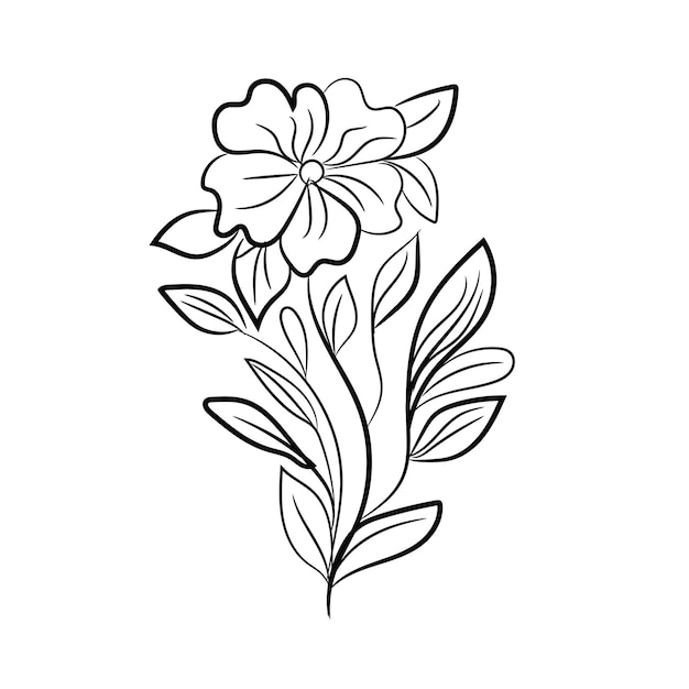 vector flat design of linear leaves and flowers