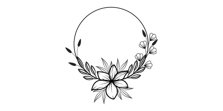 vector floral decoration line art