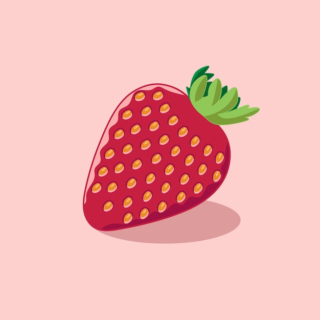 vector fresh strawberry fruit flat hand drawn cartoon