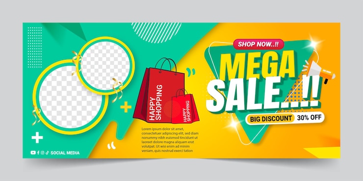 Vector vector geometric gradient mega sale promotion banner
