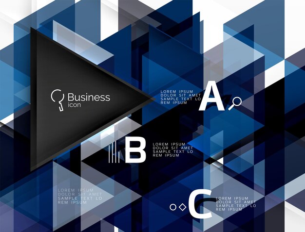 Vector geometric infographic triangles with option letters