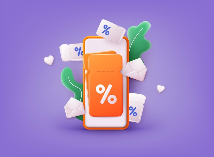 Vector vector gift voucher with coupon code sale labels with discount numbers