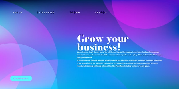 vector Gradient abstract landing page design