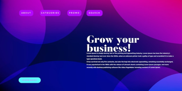 vector Gradient abstract landing page design