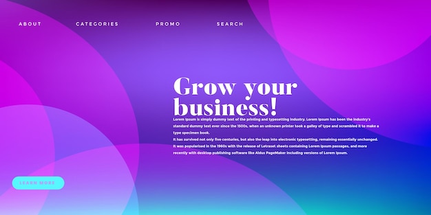 vector Gradient abstract landing page design
