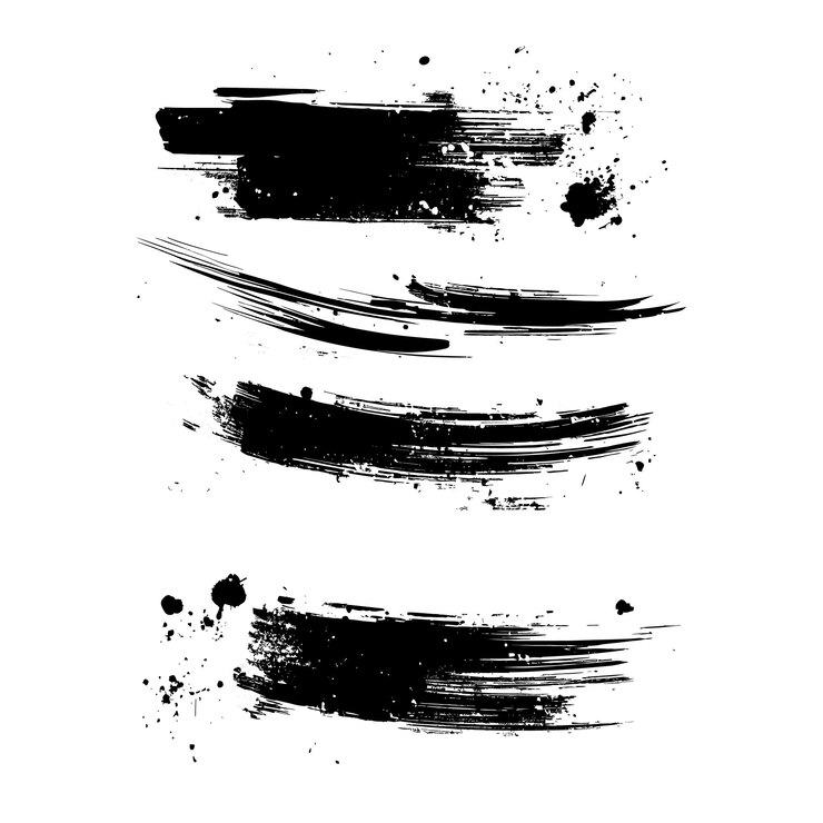 Vector vector grunge brush black hand painted brush collection