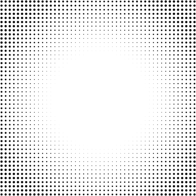 Vector halftone frame. Abstract dotted gradient background. Textured effect