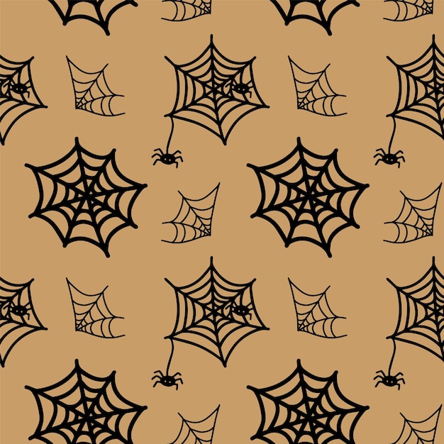 vector halloween seamless pattern spider web clipart isolated on blue background funny cute illustration for seasonal design textile decoration kids playroom or greeting card hand drawn art