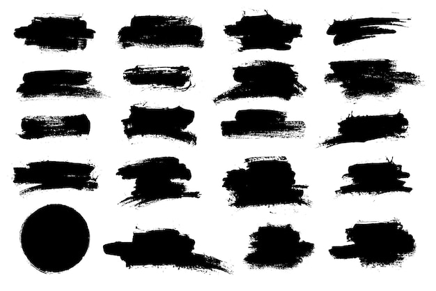 vector hand drawn brush strock grunge black paint stripe text boxes for banner