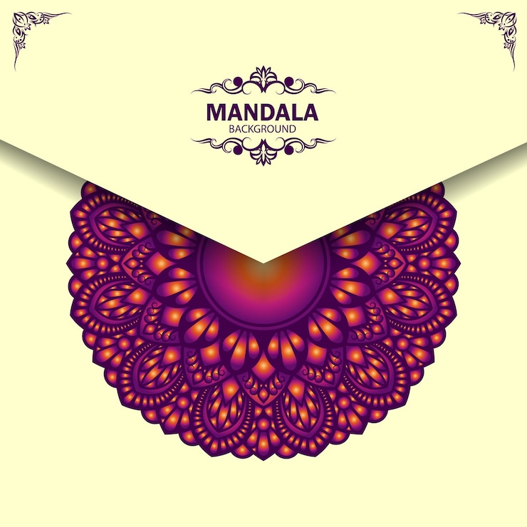Vector vector hand drawn doodle mandala dark purple colors theme