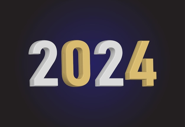 vector happy new year 2024 3d modern minimal background design