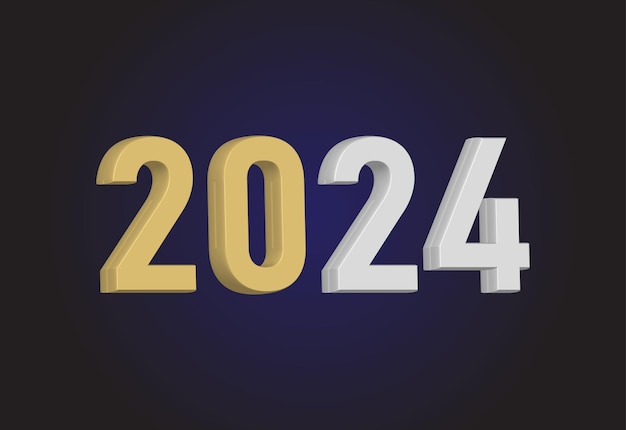 vector happy new year 2024 3d modern minimal background design