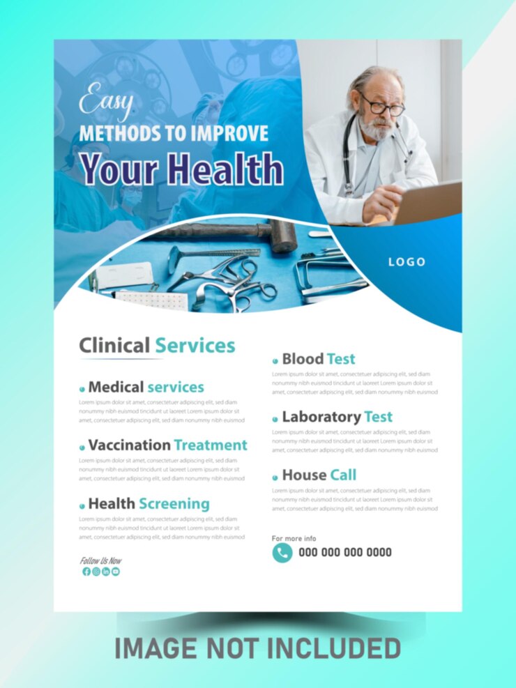 Vector healthcare and medical flyer design template