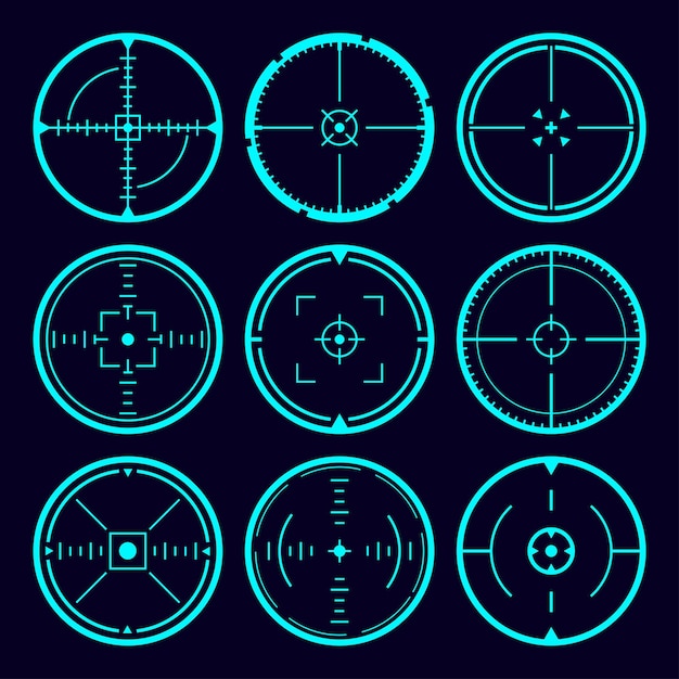 vector hud aim focus sniper futuristic circle target frame ui interface scifi focus hologram