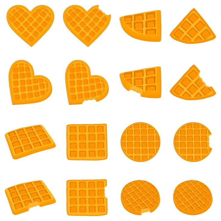 Vector vector icon illustration logo for set various sweet waffles
