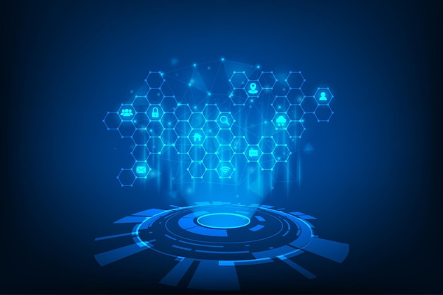 vector icon social media network hologram technology connecting abstract background
