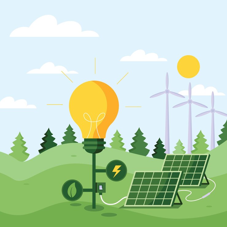 Vector vector illustration a world in balance visualizing environmental sustainability