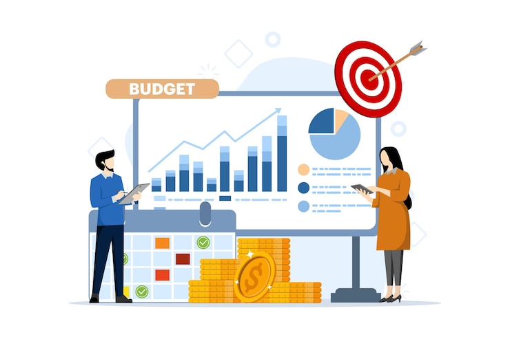 Vector vector illustration about budget or financial goals business strategy concept