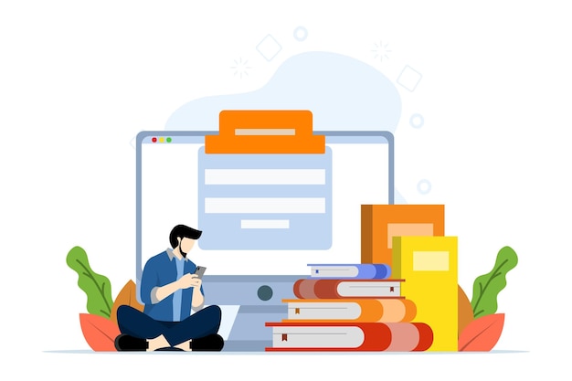 vector illustration about course registration concept with small people or new student metaphor