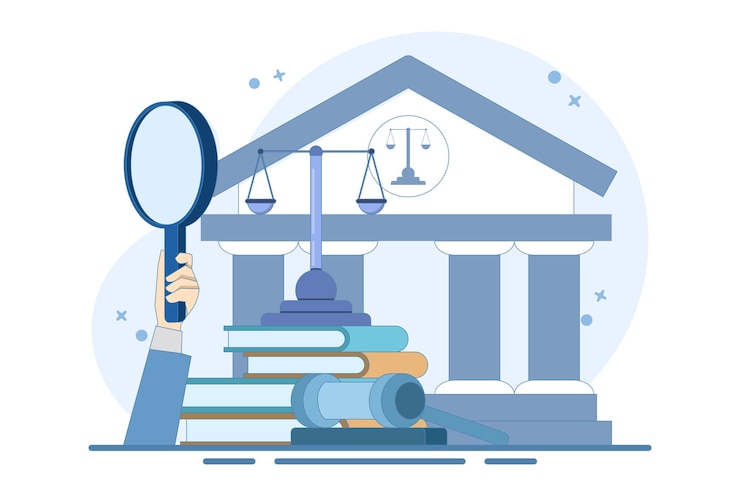 Vector vector illustration about law and justice concept or criminal trial advocate