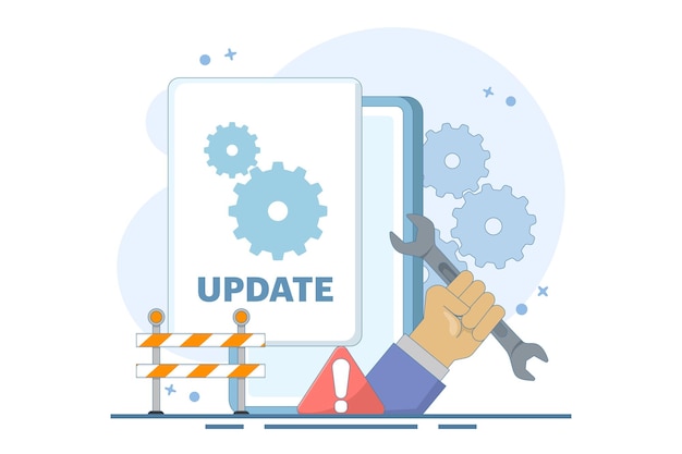 vector illustration about System Maintenance Concept with Smartphone Software Update Screen