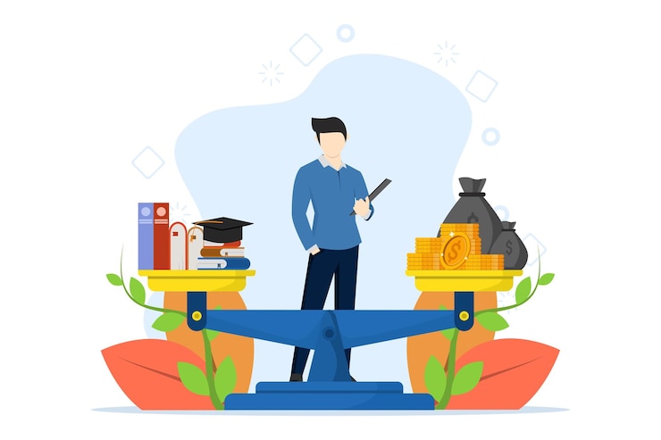 Vector vector illustration about the concept of money for education or money to study at university