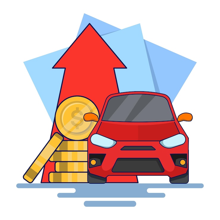 Vector vector illustration about the concept of saving coins or money to buy a car or buy property