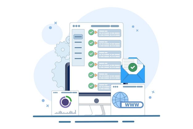 vector illustration about web ui interface or data analysis or seo optimization dashboard