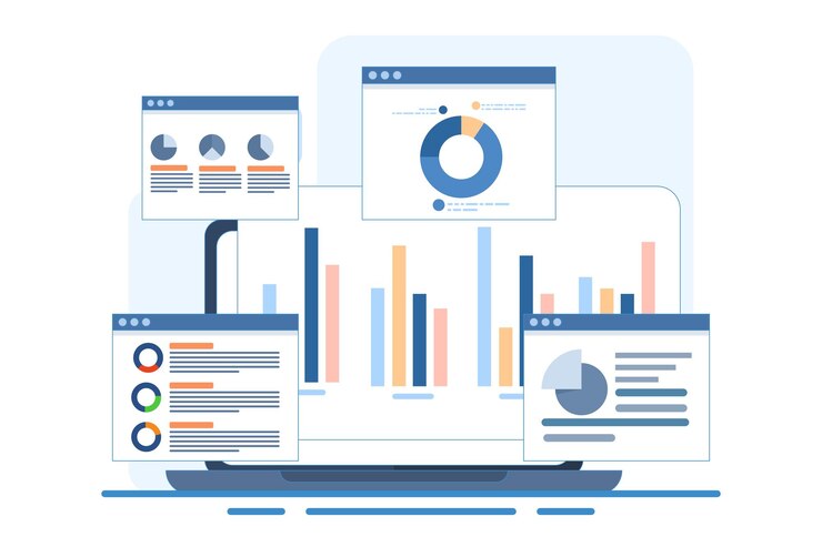 Vector vector illustration business analysis concept or financial report statistics or seo marketing analys