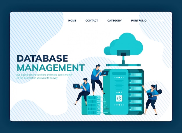 Vector illustration for database management system for data storage