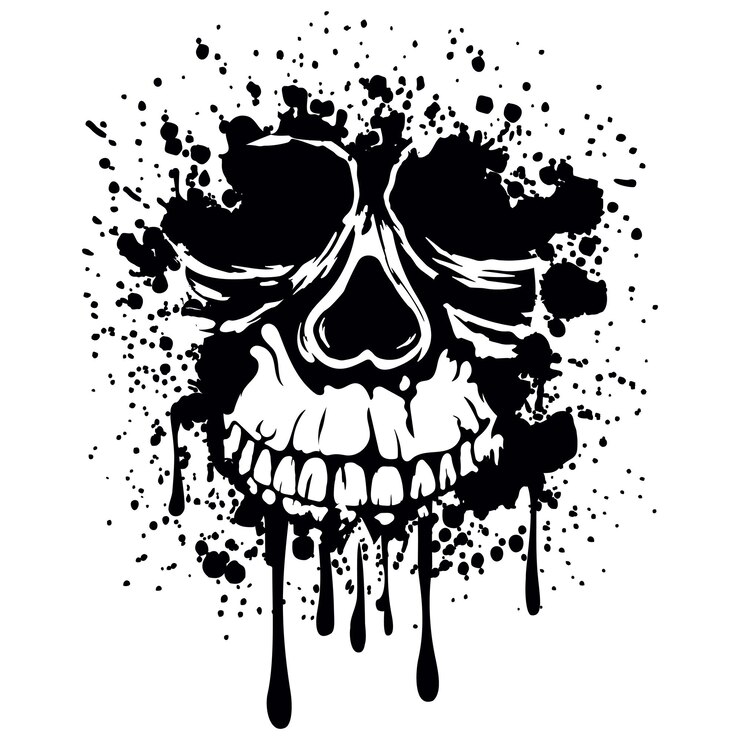 Vector illustration grunge skull for tattoo or tshirt design