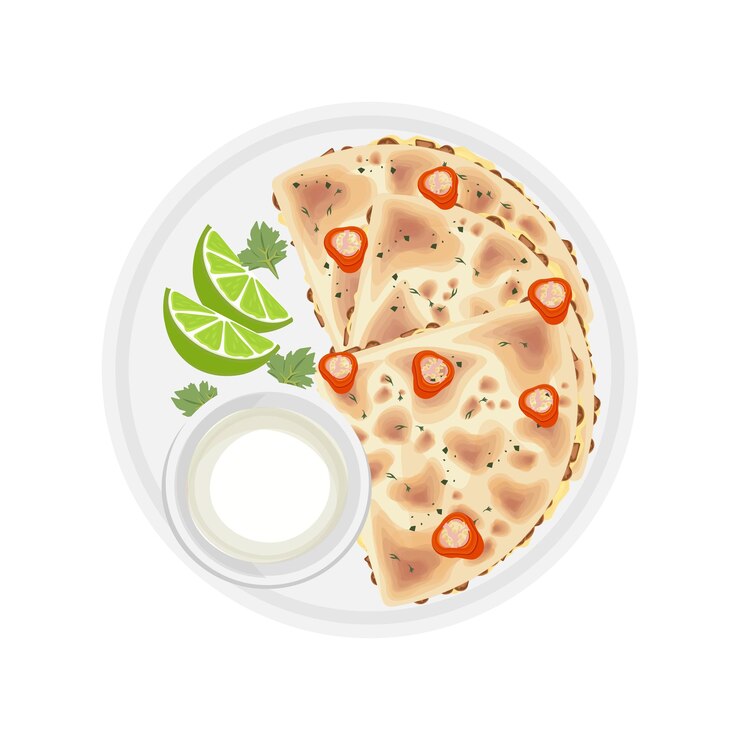 Vector vector illustration logo clip art top view chicken quesadillas