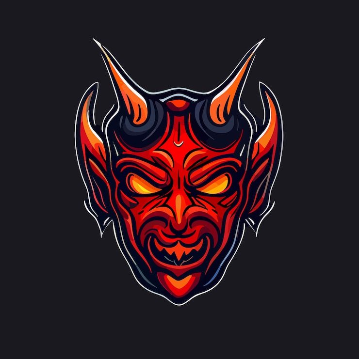 Vector vector illustration of a chinese demon mask