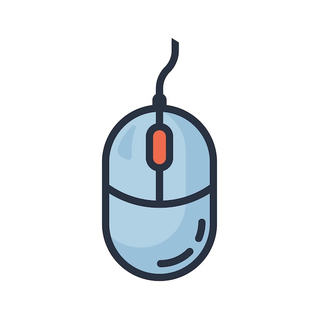 Vector illustration of a computer mouse icon with an outline is isolated on white