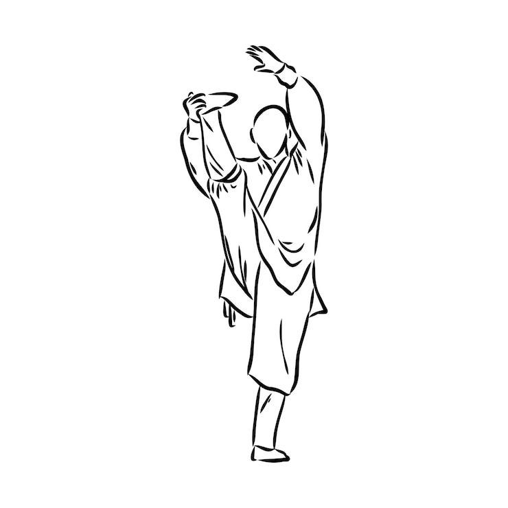 Vector vector illustration of a guy performing tai chi and qigong exercises