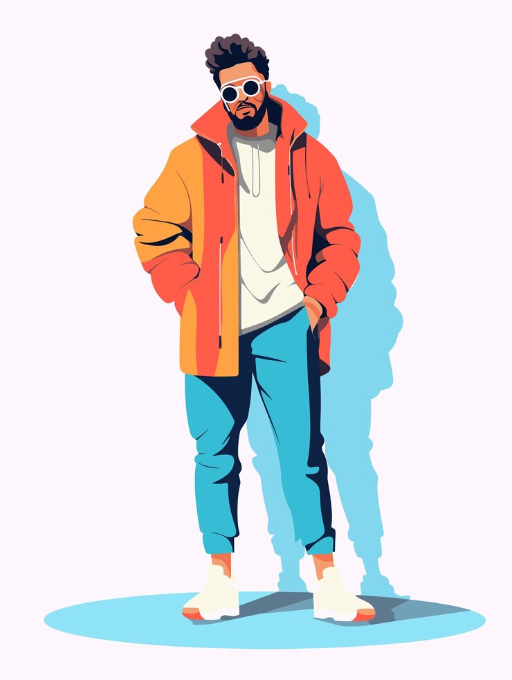 Vector vector illustration of a man in cool outfit