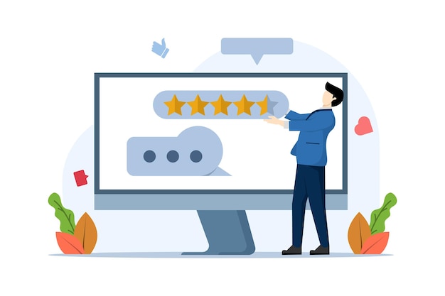 vector illustration of app rating concept with people characters giving feedback or customer reviews