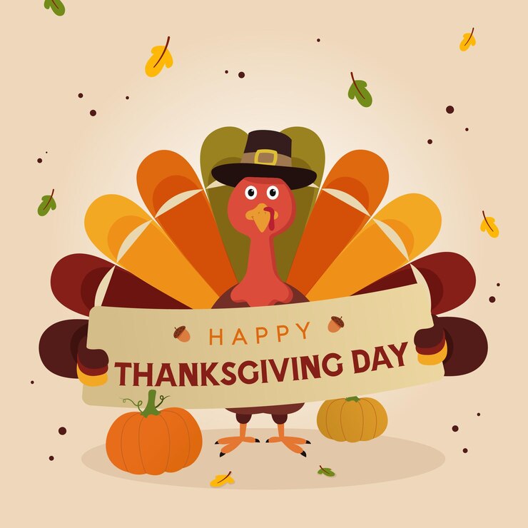 Vector Illustration of Autumn Harvest for Happy Thanksgiving Celebration Design with Cartoon Turkey