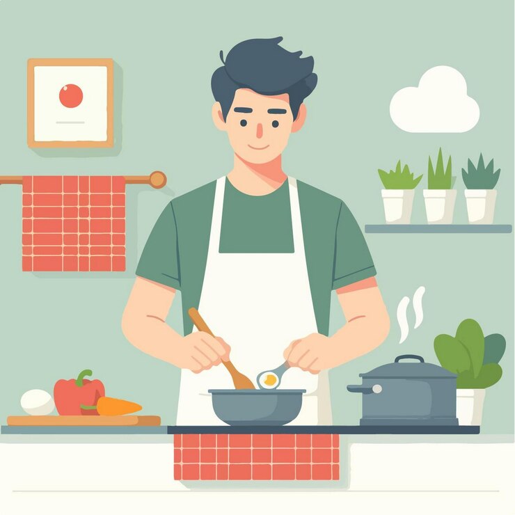 Vector vector illustration of cooking in flat design style