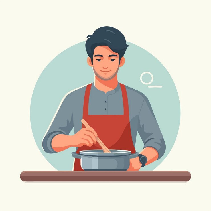 Vector vector illustration of cooking in flat design style