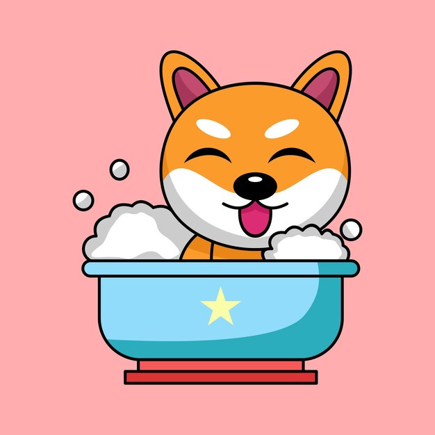 Vector illustration of cute shiba dog animal premium