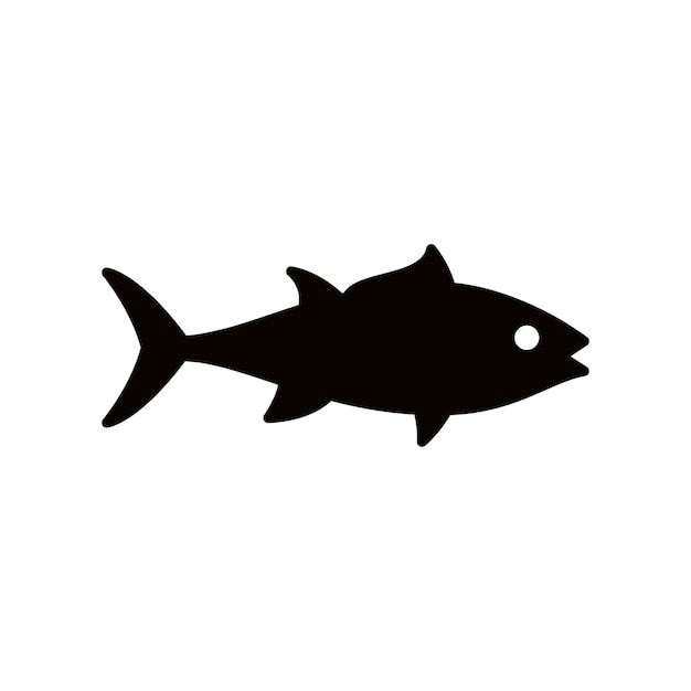 Vector illustration of fresh tuna or tunny ocean fish solid black on white for menu label recipe