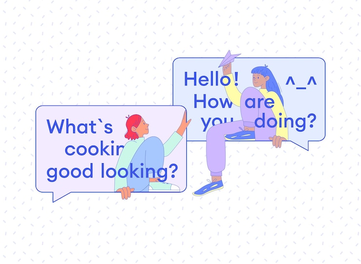 Vector vector illustration of friends chatting in a messenger