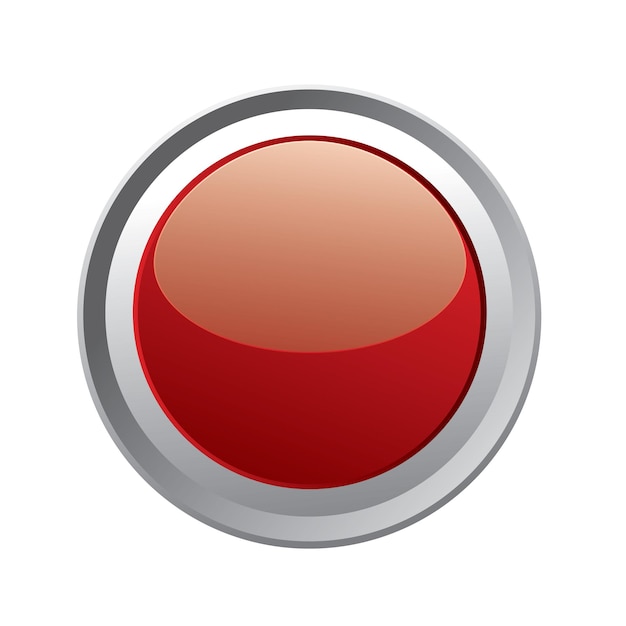 Vector illustration of Glowing Red button isolated on white