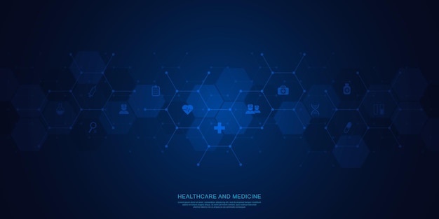 Vector illustration of healthcare and technology concept with flat icons and symbols