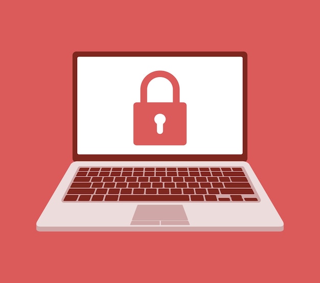 vector illustration of laptop system error warning virus attention hacker attack and web security vector concept phishing scam network and internet security
