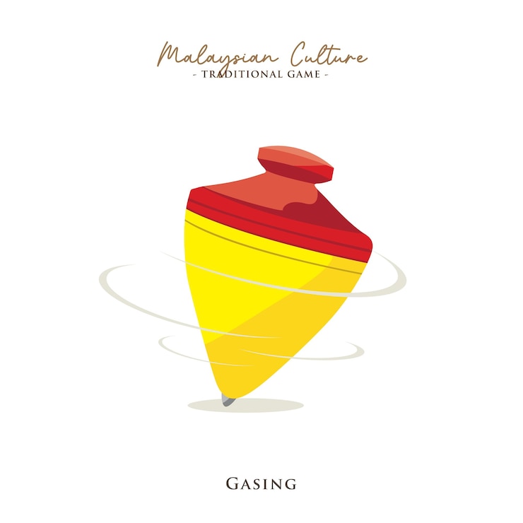Vector vector illustration of malaysian popular traditional game gasing