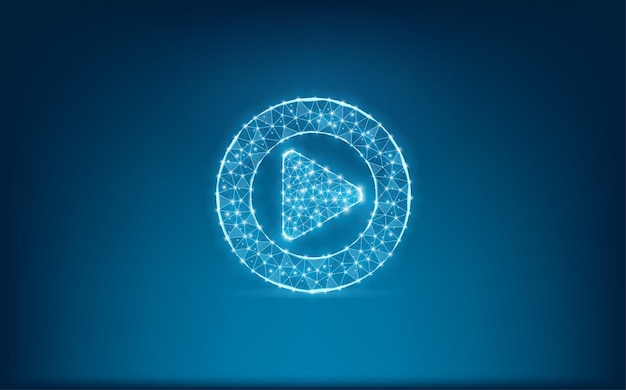 Vector illustration of play button Energy electrical technology concept Play button iconon dark