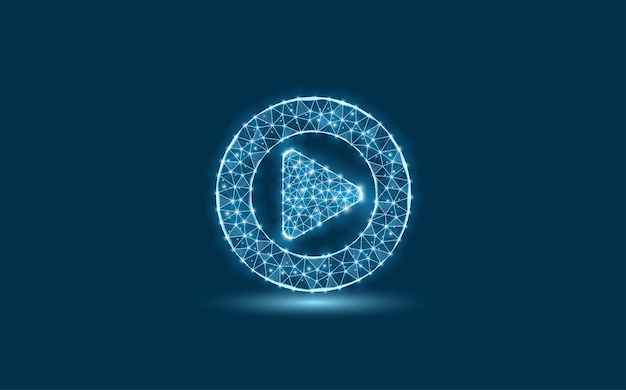 Vector illustration of play button Energy electrical technology concept Play button iconon dark