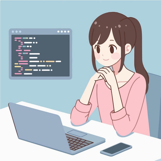 Vector Illustration Of programmer in flat design style